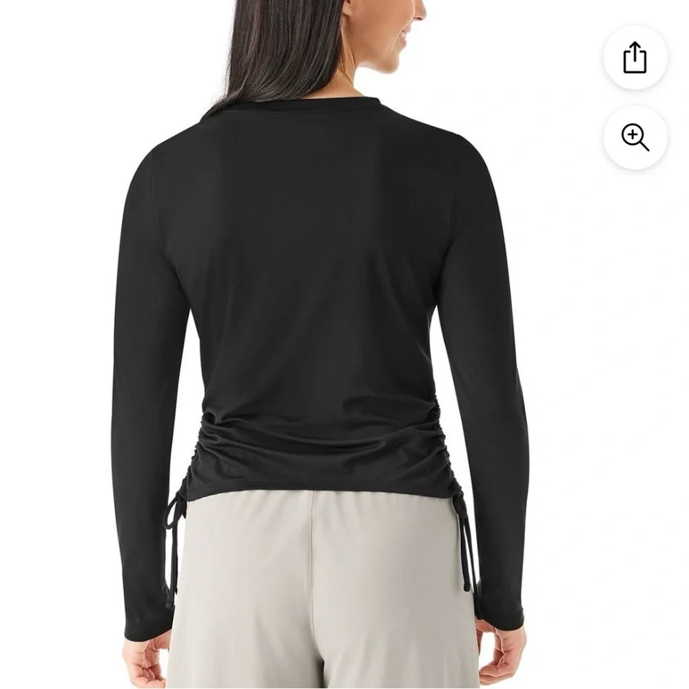 NWT-Member’s Mark Women’s Black Long Sleeve Ruched Women's Top Sz L - Picture 2 of 10